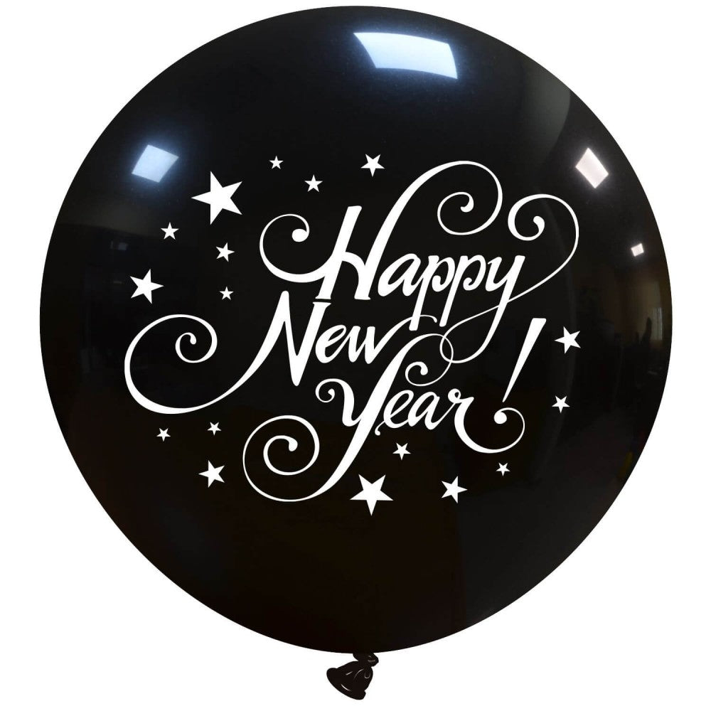 Uninflated 34 Inches Happy New Year 2 Sides (1 Per Bag) Cattex Brand Latex Balloons Manufacturered By Cattex