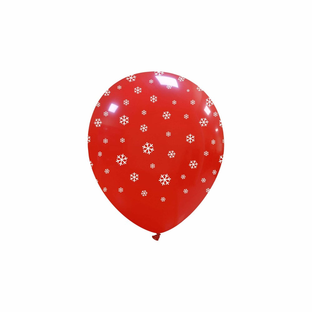 Uninflated 5 Inches Snow Flakes Dark Red All Around (100 Per Bag) Cattex Brand Latex Balloons Manufacturered By Cattex