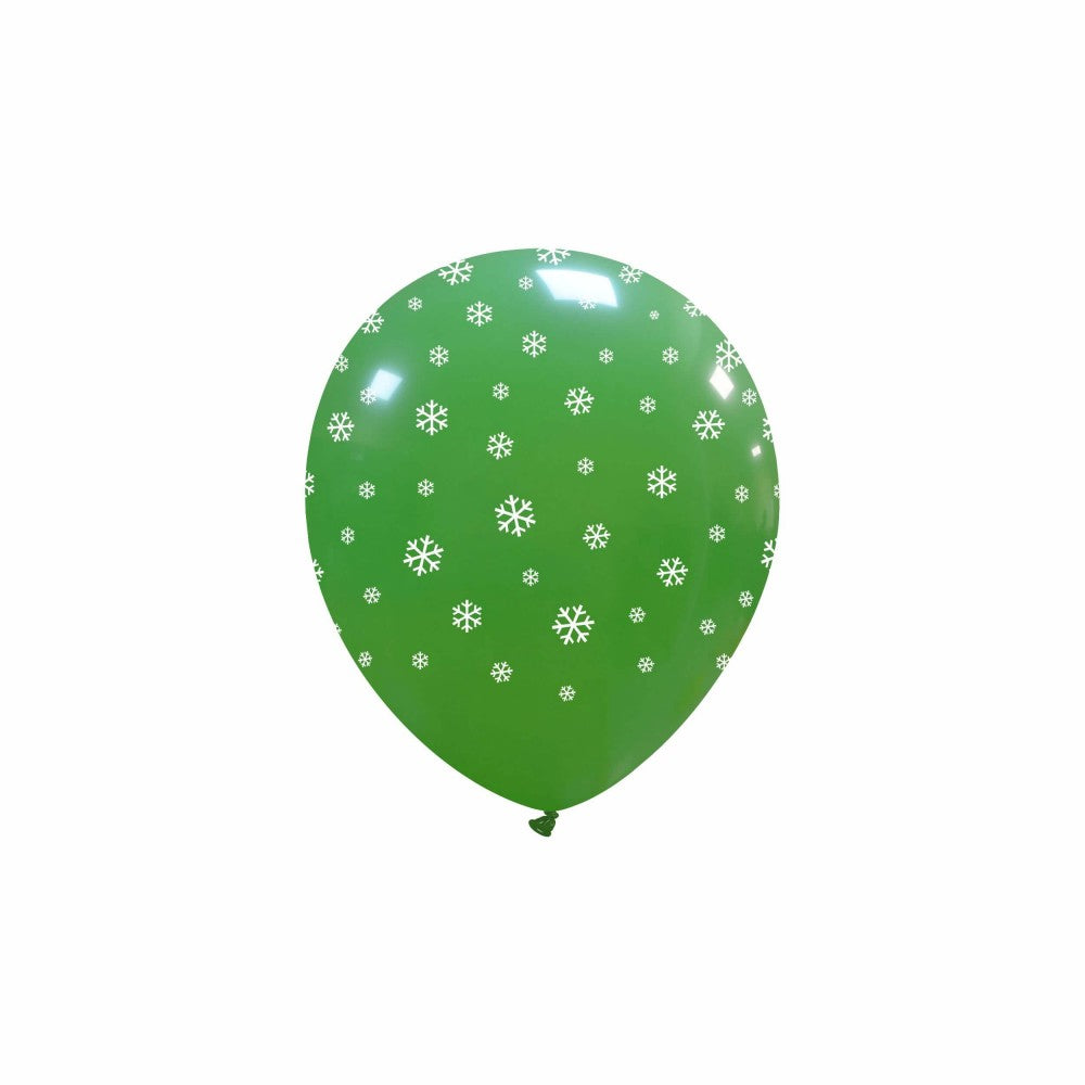 Uninflated 5 Inches Snow Flakes Green All Around (100 Per Bag) Cattex Brand Latex Balloons Manufacturered By Cattex