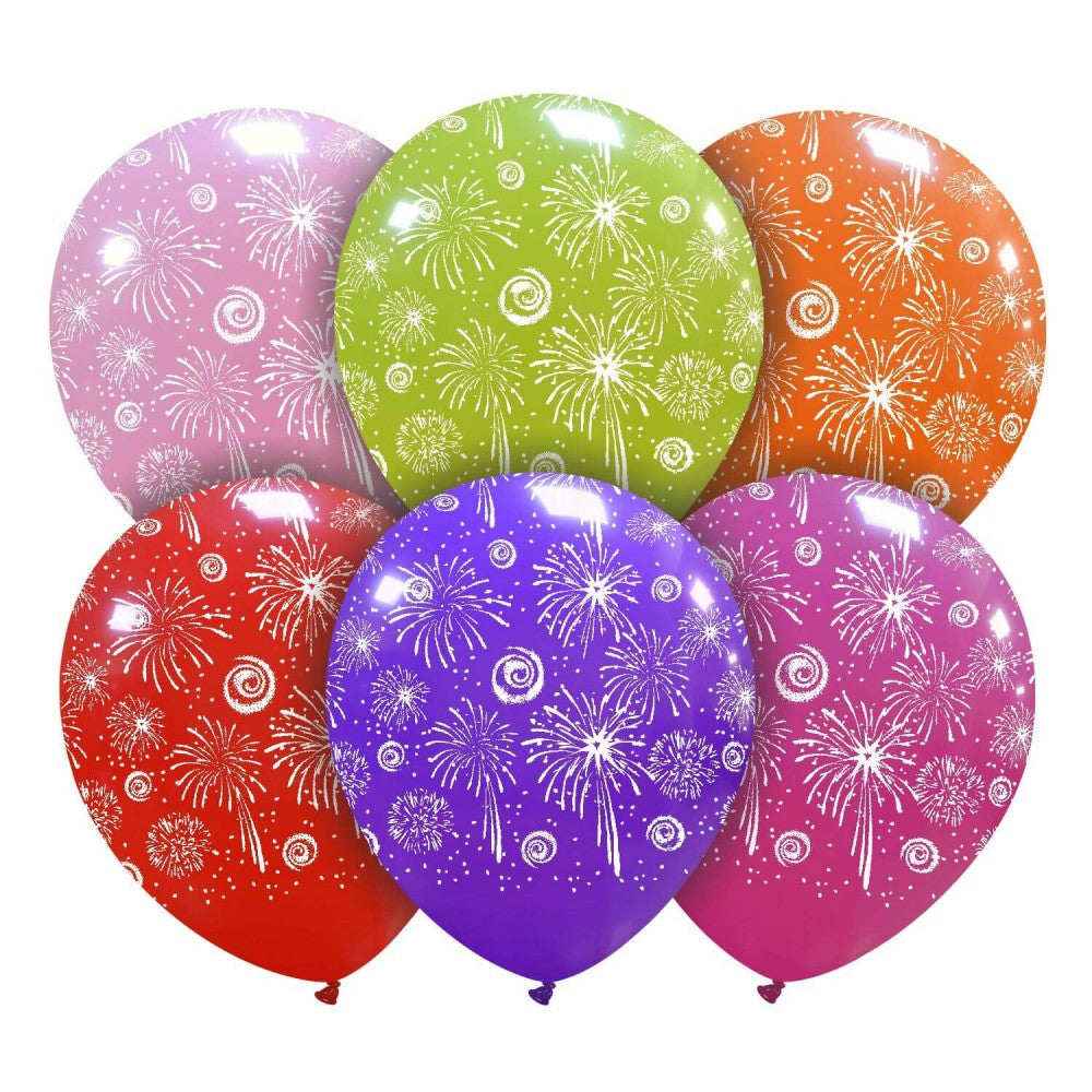 Uninflated 5 Inches Fireworks All Around (100 Per Bag) Cattex Brand Latex Balloons Manufacturered By Cattex