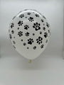 Uninflated 12" Latex Balloons All Around (25 Per Bag) Paw Print Decomex White Manufactured By Decomex Vietnam Exclusive to Bargain Balloons