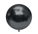 Un globo de látex Tuftex Shadow Chrome Like Effects de 36" totalmente inflado con un pequeño extremo anudado sobre un fondo blanco liso; vienen dos globos por bolsa.