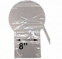 The BB-Custom 8" Wide Neck Pre-Stretched BOBO Balloon (5 pack) are clear bags with round tops and rectangular 8-inch wide bottoms, perfect for filling with toys, designed for BOBO balloons, and require heat sealing.