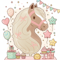 Boho Pony Head Foil Balloon - Cartoon Style