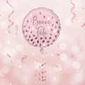 Bonne Fête Blush Foil Balloon with Background and Ribbon