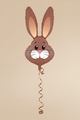 Brown Bunny Rabbit Foil Balloon with Beige Background and Ribbon