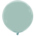 A single fully inflated 36″ Cattex Brand Premium Vintage Blue latex balloon is floating against a plain white background.