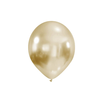 Un globo de látex de la marca Cattex, de 5″, de titanio (cromado/espejo) y color Royal Pearl, flota sobre un fondo blanco liso.