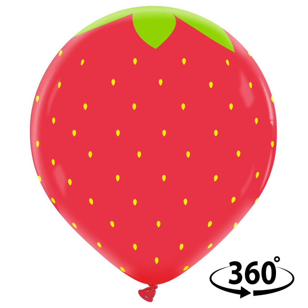 Uninflated 12 Inches Cattex Brand Printed Strawberry Latex Balloons 