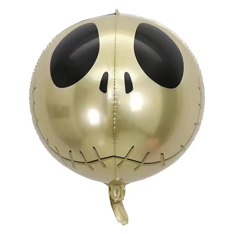 Uninflated 22 Inches 4D Skull Print Foil Balloon Gold Manufacturered By Colour Wheel