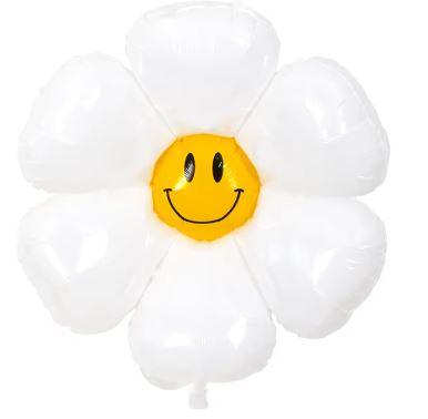 Not Inflated 42 Inches Airfill Only Smiling White and Yellow Daisy Flower Balloon Imported By Color Wheel