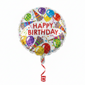 Le ballon en feuille de 9 po à remplissage pneumatique seulement de CTI est orné de cornes de fête et du texte " Joyeux anniversaire ". Parfait pour un décor d'anniversaire ; bâton non inclus (vendu séparément). Le design coloré ajoute une touche festive.