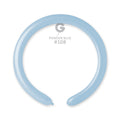 A light blue, sausage-shaped balloon is twisted into an open circle on a white background. Above it, text reads 260G Gemar Latex Balloons (Bag of 50) Modelling/Twisting Marshmallow Powder Blue.