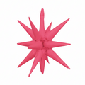 El globo «Decochamp» de 22" en color rosa neón «Pinky Red» con diseño «Deco Starburst», que solo se infla con aire, presenta múltiples salientes puntiagudos y un tono intenso, lo que lo convierte en una llamativa decoración para fiestas sobre un fondo blanco liso.
