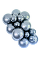 Une grappe de ballons en latex (3 par sac) de 24" Shadow Chrome Like Tuftex Effects de Tuftex, noir métallique et brillant, regroupés sur un fond blanc.