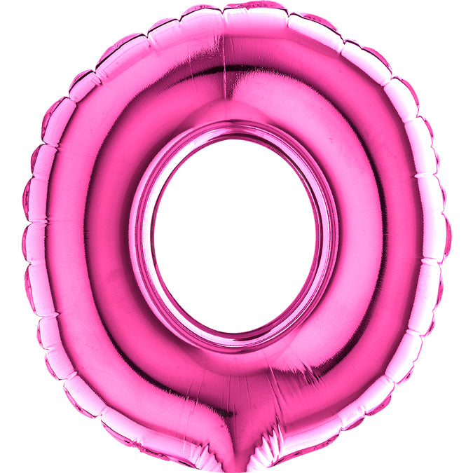 7" Airfill Only (requires heat sealing) Number/Letter Balloon 0 Fuschia