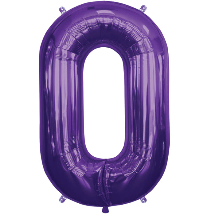 34" Northstar Brand Packaged Number 0 - Purple Foil Balloon