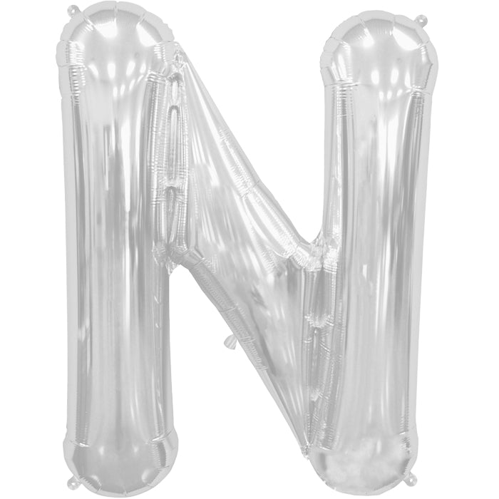 34" Northstar Brand Packaged Letter N - Silver Foil Balloon