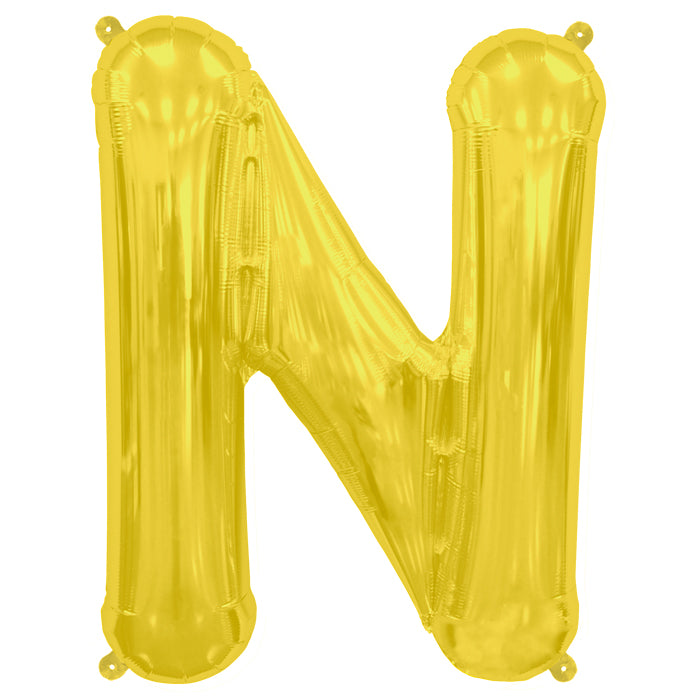 34" Northstar Brand Packaged Letter N - Gold Foil Balloon