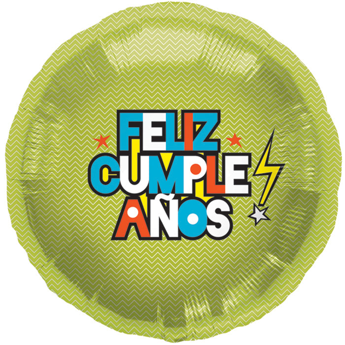 18" Foil Balloon Feliz Cumpleaños Bolt (Spanish)