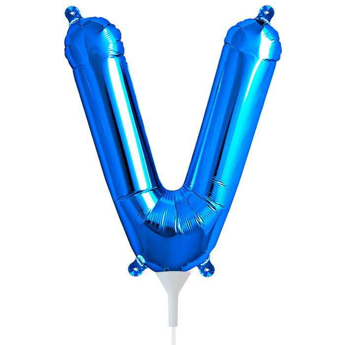 16" Airfill Only Self Sealing 16" Letter V - Blue Foil Balloon