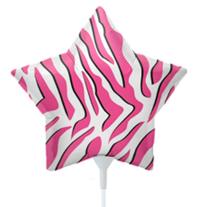 9" Airfill Only Foil Balloon Pink Zebra Stripe