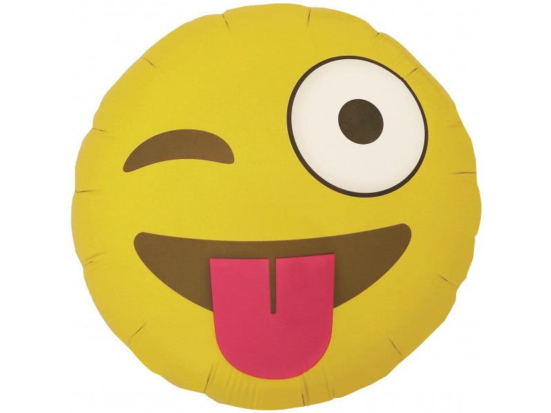 18" Emoji Winking Shape Foil Balloon