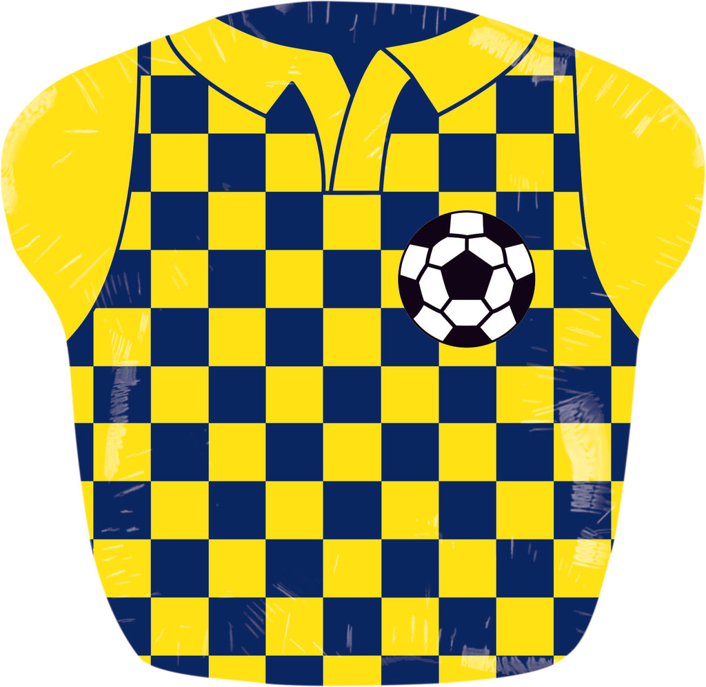 26" Soccer T-Shirt Yellow With Blue Foil Balloon