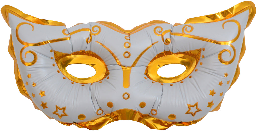 10" Airfill Only White Mask With Decoration Foil Balloon