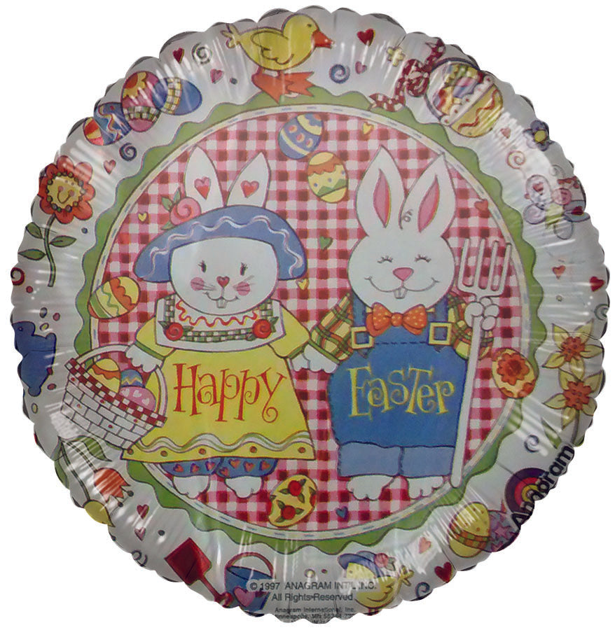 9" Happy Easter Themed Farm Bunnies Airfoil-Only Balloon