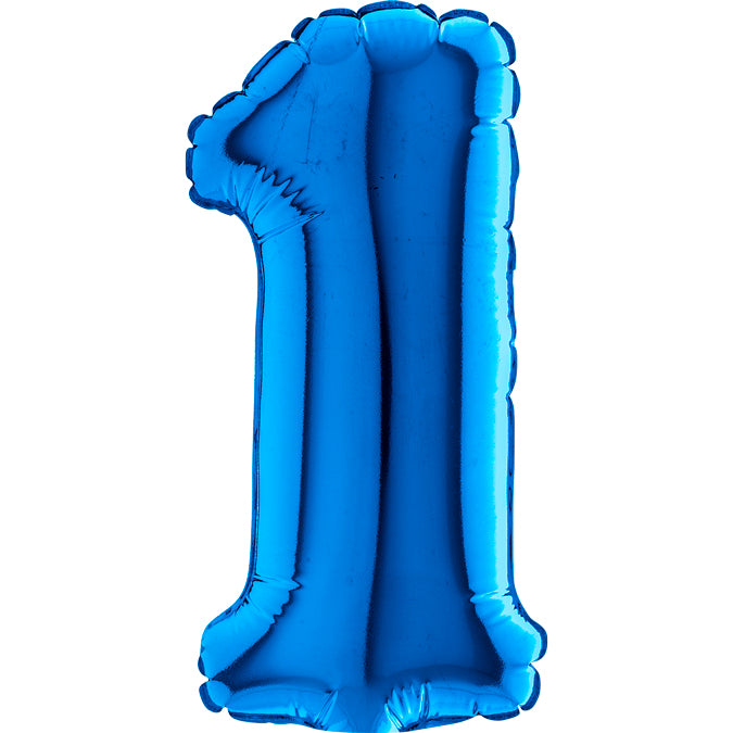 7" Airfill Only (requires heat sealing) Number Balloon 1 Blue