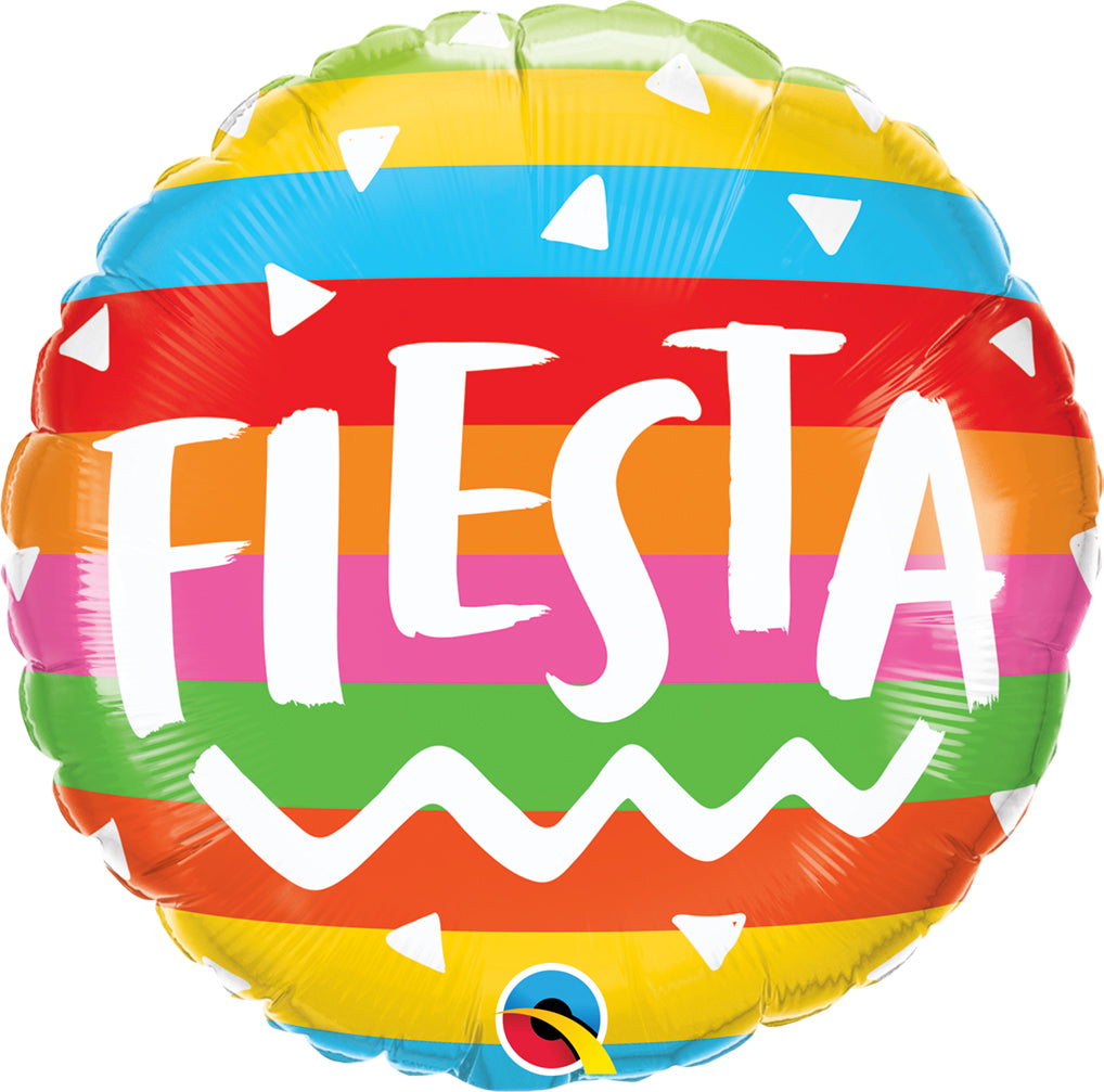 18" Round Fiesta Rainbow Stripes Foil Balloon