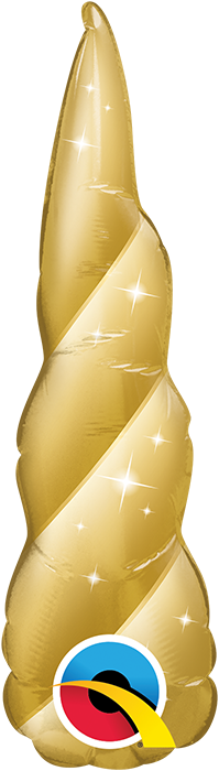 14" Airfill Only Shape Golden Unicorn Horn Foil Balloon