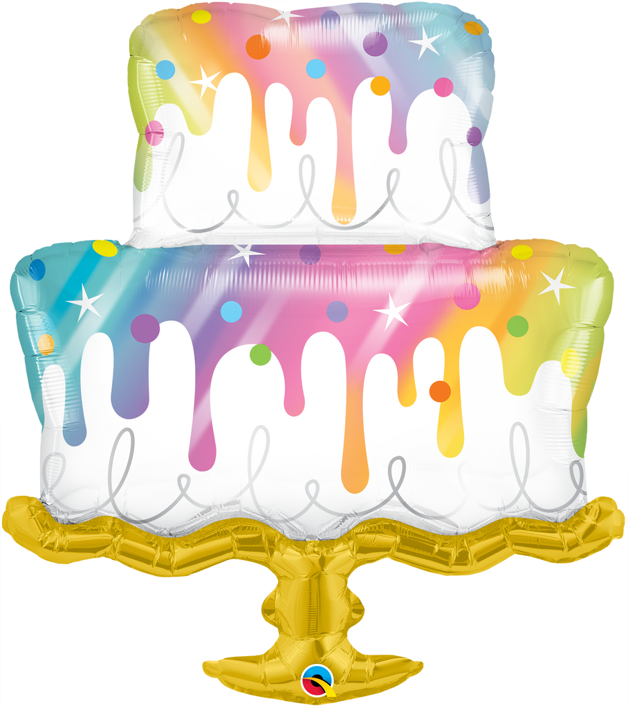 39" Shape Rainbow Drip Cake Foil Balloon