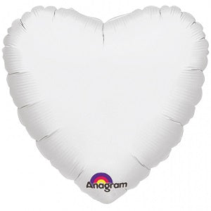 18" White Heart Anagram Brand Balloon