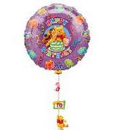 34" Happy Birthday Pooh & Tigger Drop A Line Box Balloon
