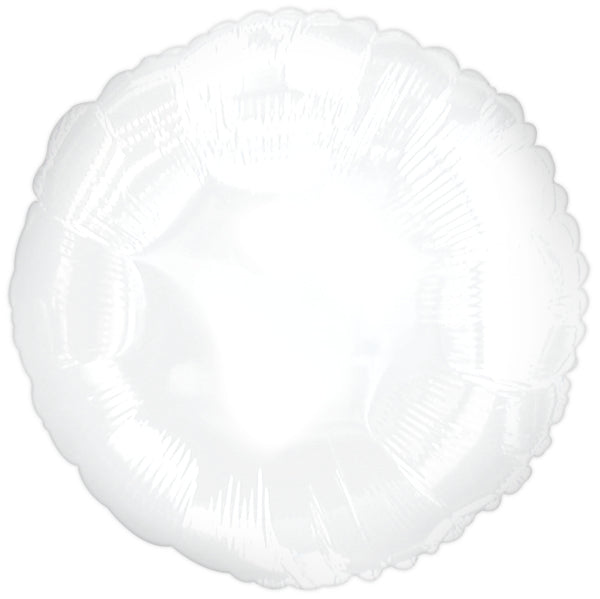 18" CTI Brand White Circle Foil Balloon