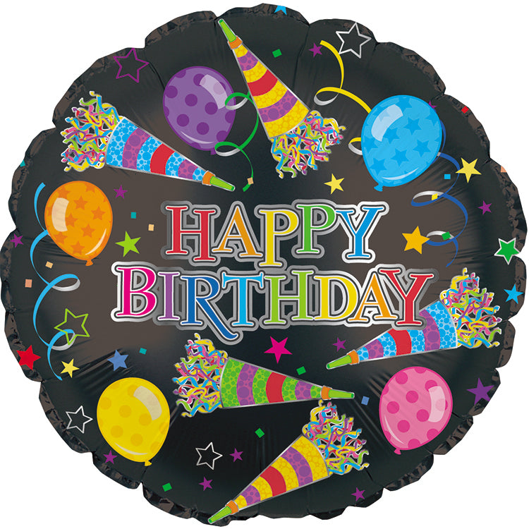 17" Rainbow Happy Birthday Day Party Horns Balloon