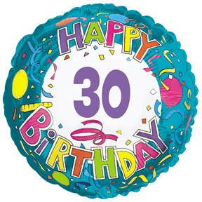 18" Happy 30 Birthday Streamers Foil Balloon