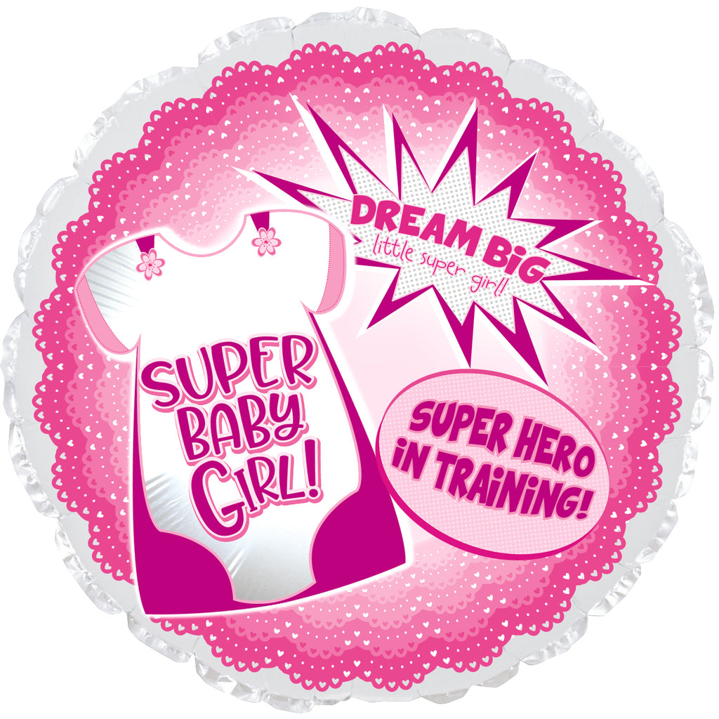 18" Super Hero Baby Girl Foil Balloon
