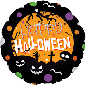 17" Happy Halloween Pumpkin Shadows Foil Balloon