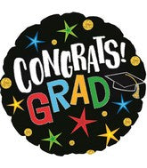 17" Congrats Grad Star and Dots Foil Balloons