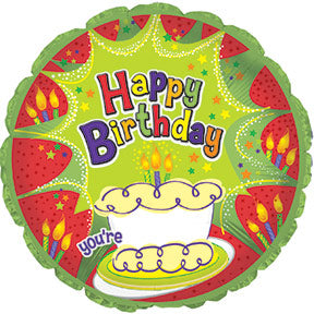 17" Happy Birthday Number on Cake Packaged Balloon