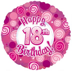 18" Happy 18th Birthday Pink Dazzeloon Balloon