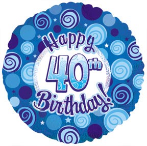 18" Happy 40 Birthday Blue Dazzeloon Balloon