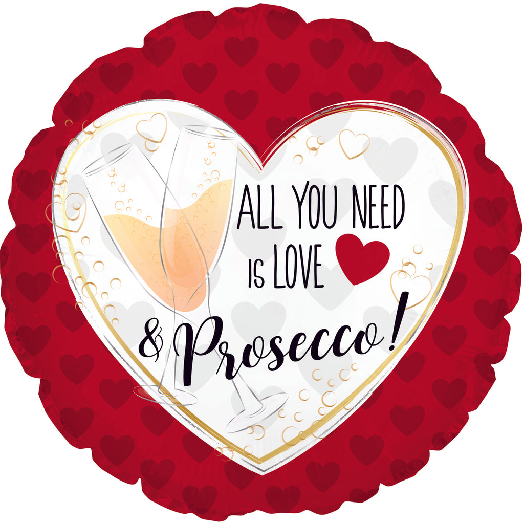 18" All You Need Is Love & Prosecco Foil Balloon