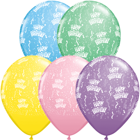 11" Birthday-A-Round Pastel Assortment (50 Per Bag) Latex Balloons