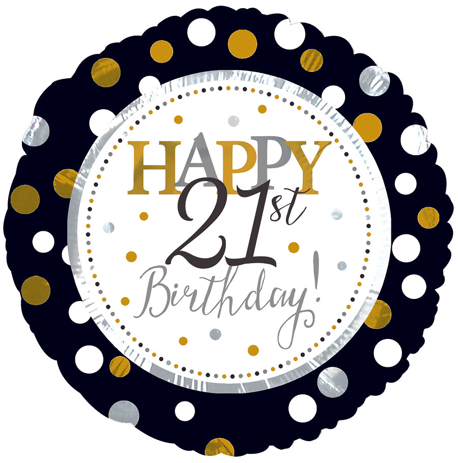 18" Happy 21st Birthday Foil Balloon