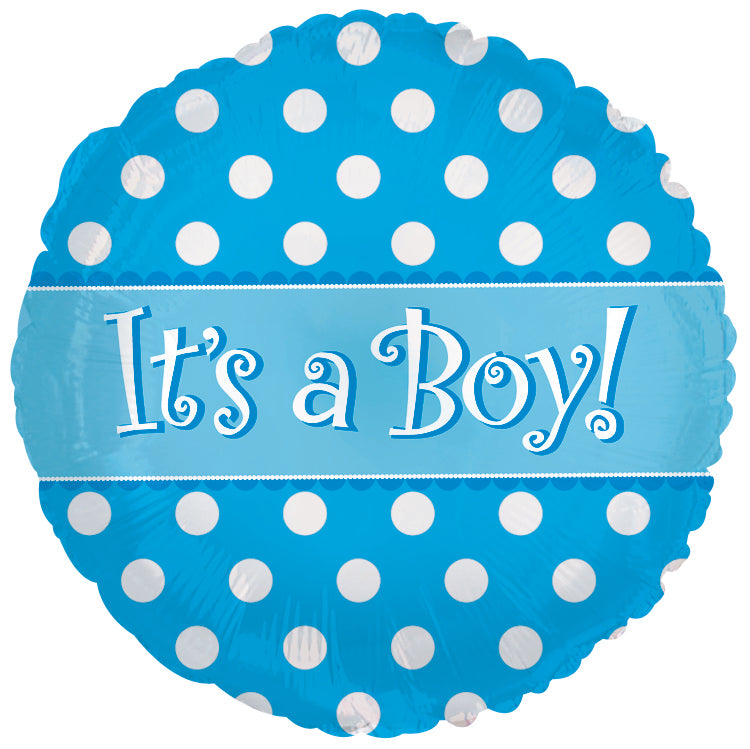 9" Airfill Only Its A Boy Dots Balloon