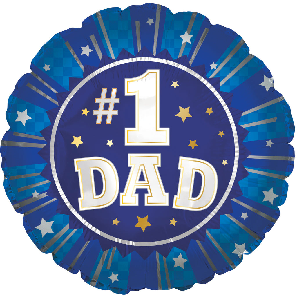 9" Airfill Only #1 Dad In Blues Foil Balloons